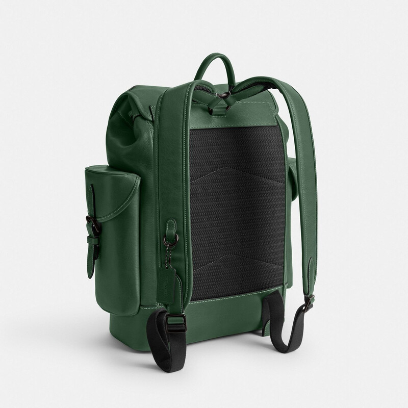 Coach Hitch Leather Backpack In Hunter Green CV982 AR2