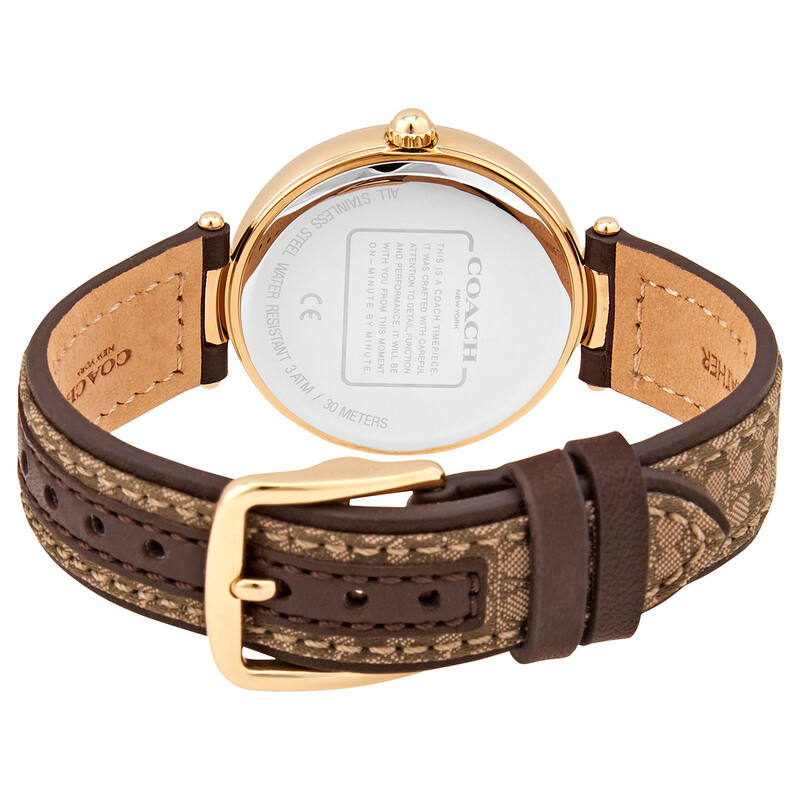 Coach Jacquard Quartz Crystal Gold Dial Ladies Watch 14503456