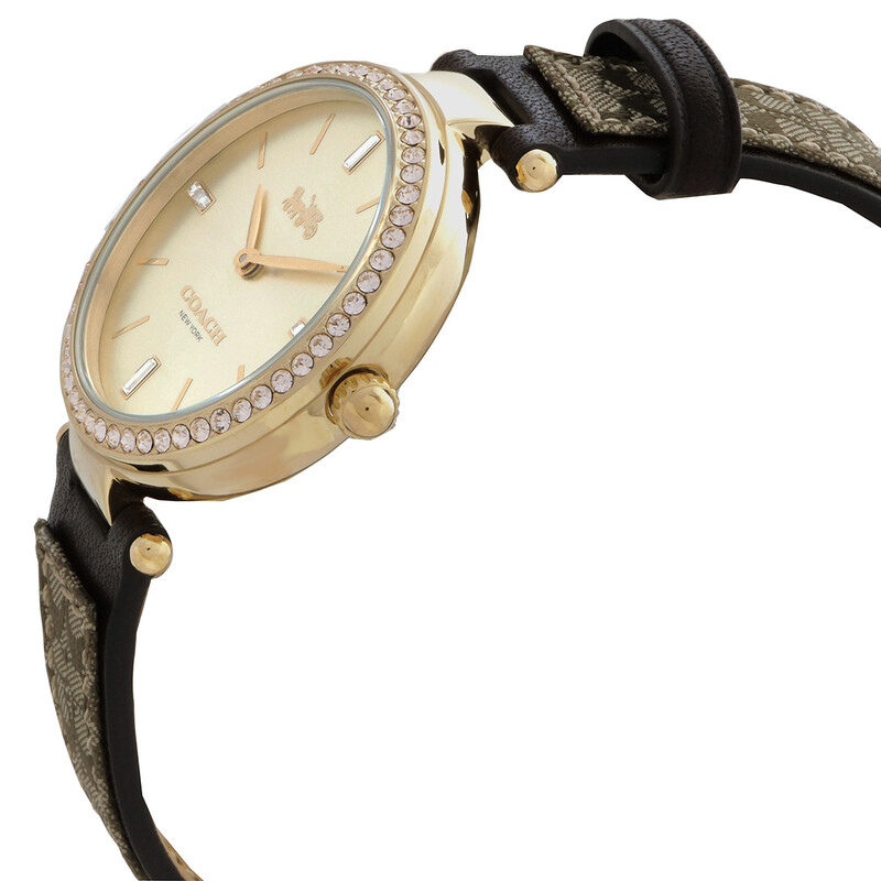 Coach Park Quartz Crystal Gold Dial Ladies Watch 14504092