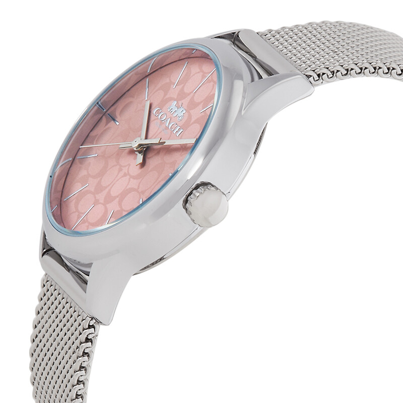 Coach Women\'s Silver Mesh Watch with Pink Logo Dial Ladies main image 2