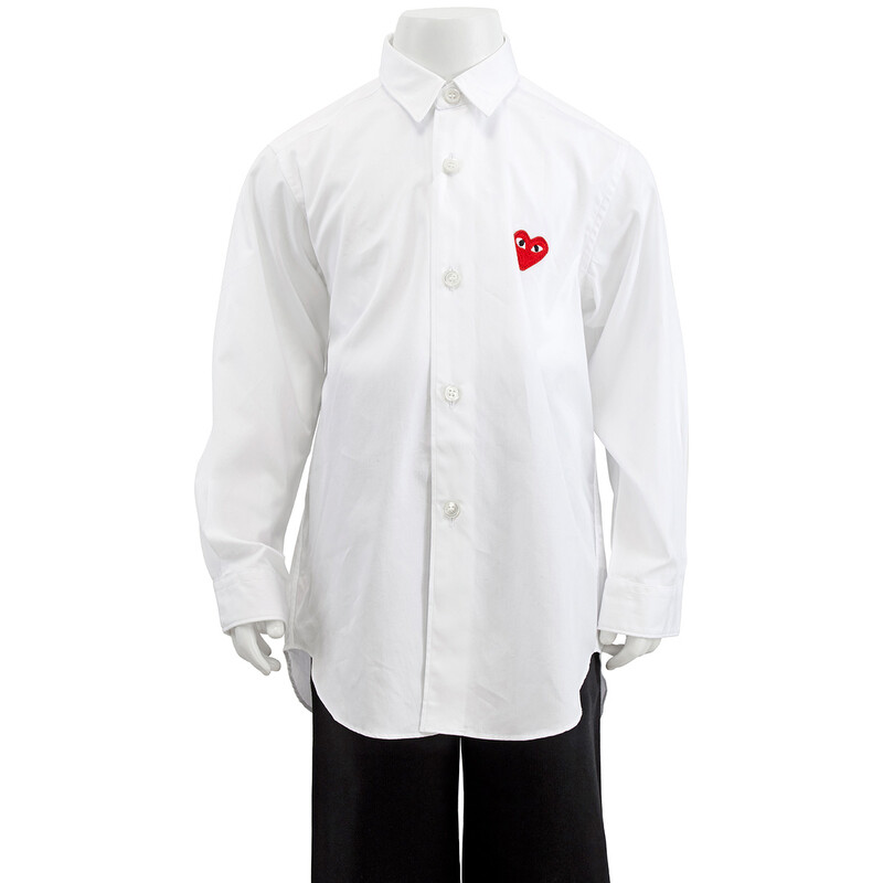 Comme Des Garcons Kids Long-sleeve Heart Patch Cotton Shirt, Size