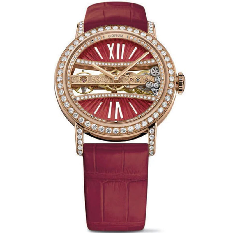 Red Corum Corum Corum Bridge Hand Wind Diamond Red Dial Men's Watch B113/03277 ...