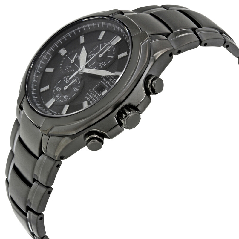 Citizen Ctizen Eco Drive Chronograph Black Dial Titanium Men's