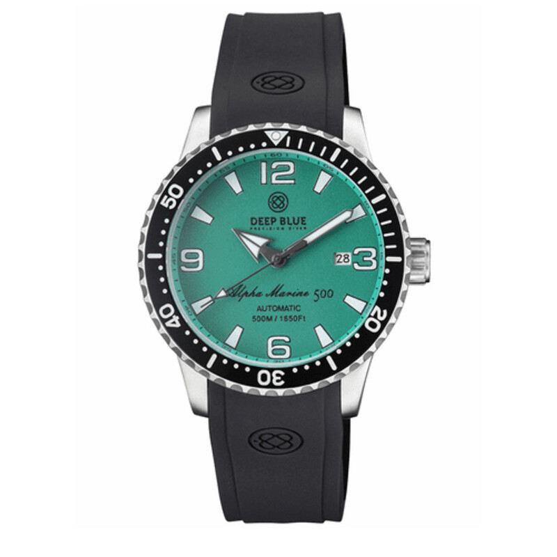 Alpha Dial Deep Blue ALPHA MARINE FULL LUME DIAL Green Dial Men's Watch ...