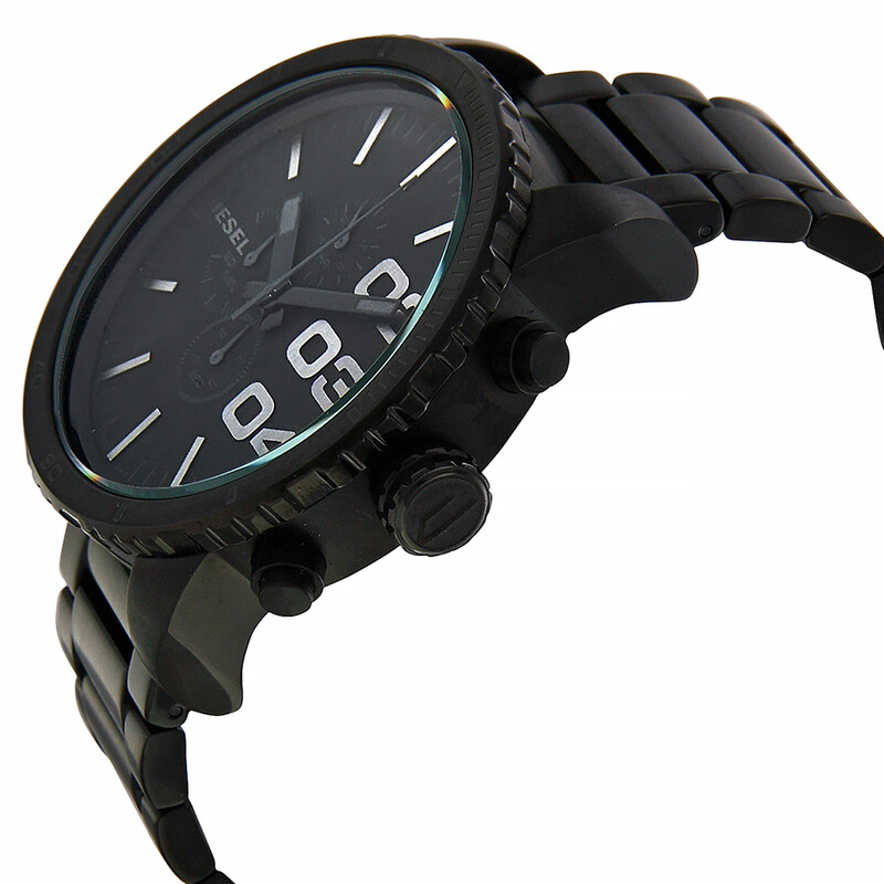 DIESEL CHRONOGRAPH ALL BLACK 腕時計 Diesel Chronograph Black Dial Black PVD Men's Watch DZ4207