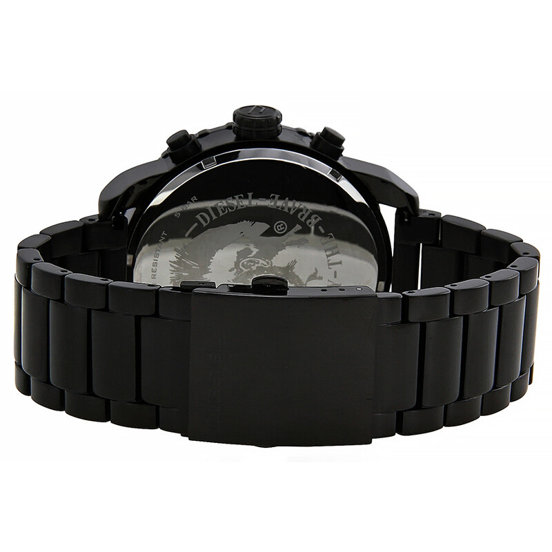 DIESEL CHRONOGRAPH ALL BLACK 腕時計 Diesel Chronograph Black Dial Black PVD Men's Watch DZ4207