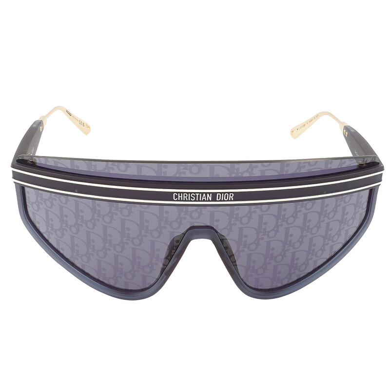 Dior DIORCLUB M2U Blue Mirror Logo Shield Ladies Sunglasses