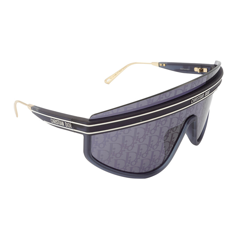 Dior DIORCLUB M2U Blue Mirror Logo Shield Ladies Sunglasses