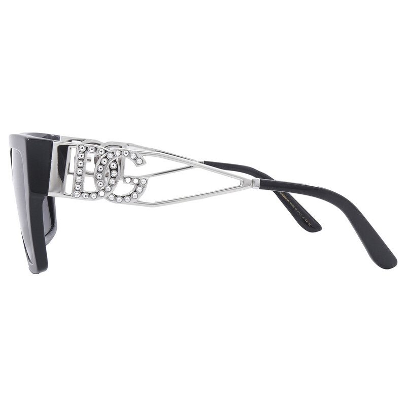 SALE! NEW D&G DG4446B 501/87  Black Silver Dark Gray Square Women Sunglasses D&G Women Sunglasses Black Silver Dark Grey Square DG4446B  main image 2