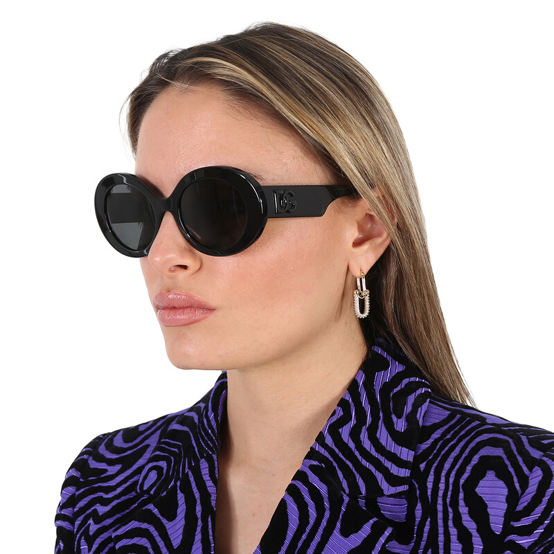 Dolce & Gabbana Darkj Grey Oval Ladies Sunglasses DG4448 501/87 51