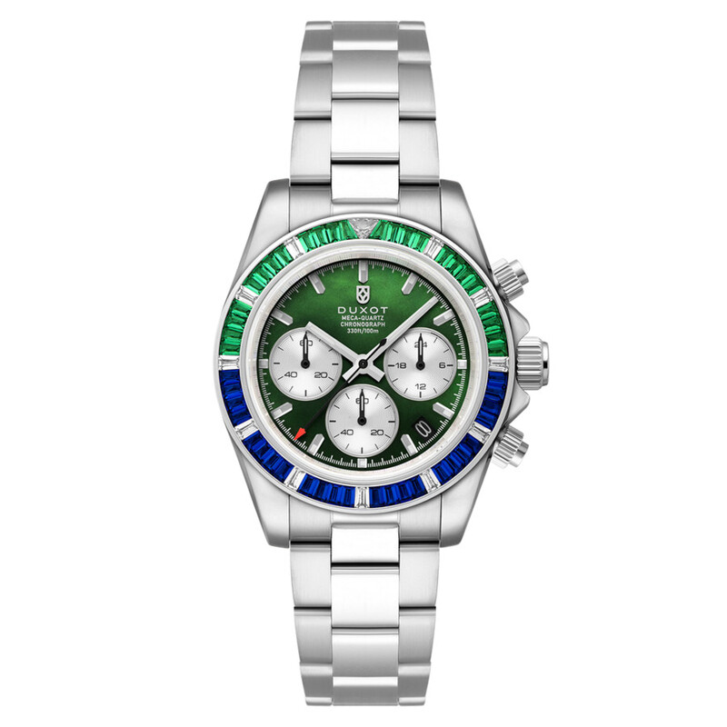 【EC dinostore】バイオレントコリジョン15ポンド Duxot Accelero Rainbow Chronograph Quartz Green Dial Men's Watch