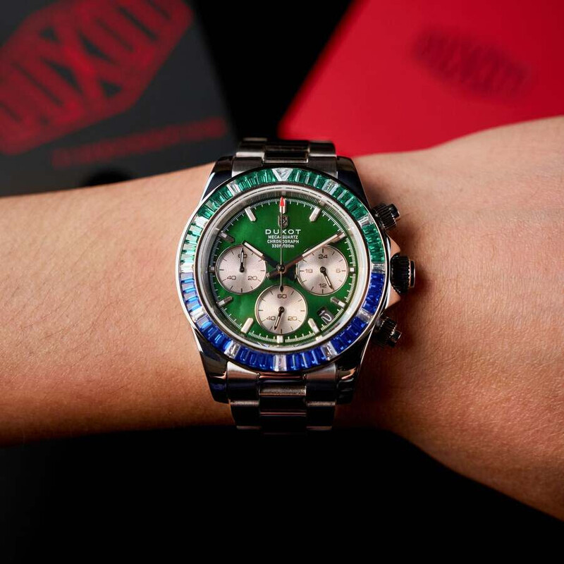 Duxot Accelero Rainbow Chronograph Quartz Green Dial Men's Watch
