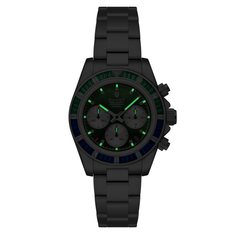 【EC dinostore】バイオレントコリジョン15ポンド Duxot Accelero Rainbow Chronograph Quartz Green Dial Men's Watch