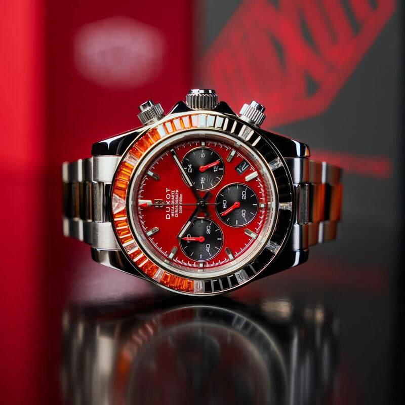 Duxot Accelero Rainbow Chronograph Quartz Red Dial Men's Watch DX