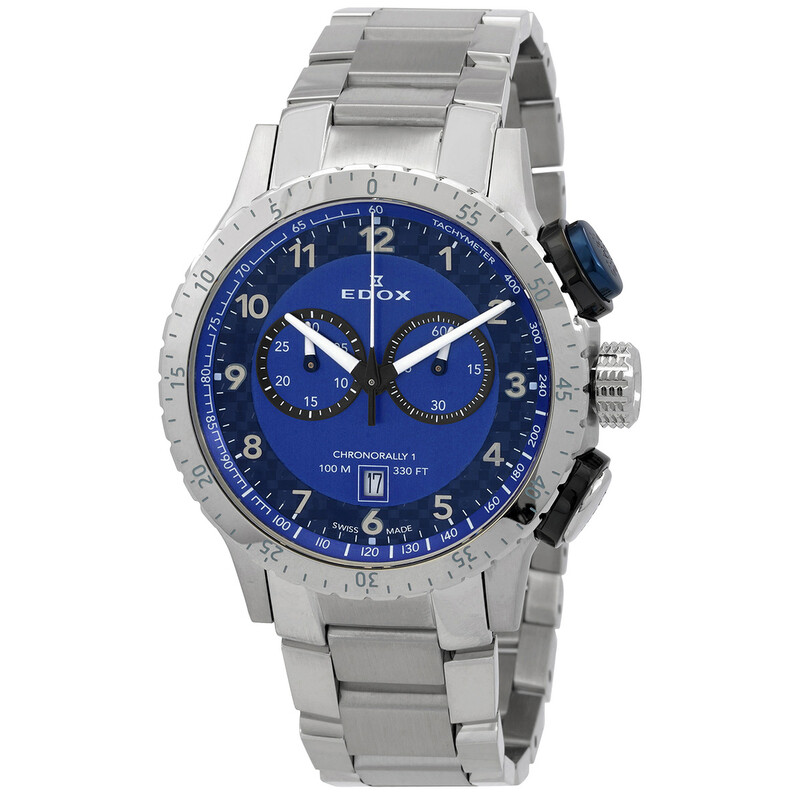 Edox Chronorally 1 Chronograph Quartz Blue Dial Men