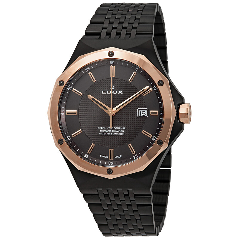 Edox Delfin Black Dial Men's Watch 53005 37GRM GIR - Watches