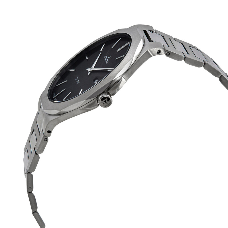 Edox Delfin Quartz Black Dial Men's Watch 71289 3M NIN