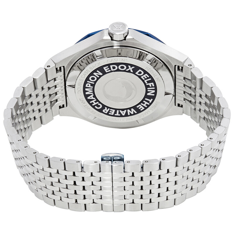 Edox Delfin Silver Dial Stainless Steel Men's Watch 53005 3BUM AIN ...