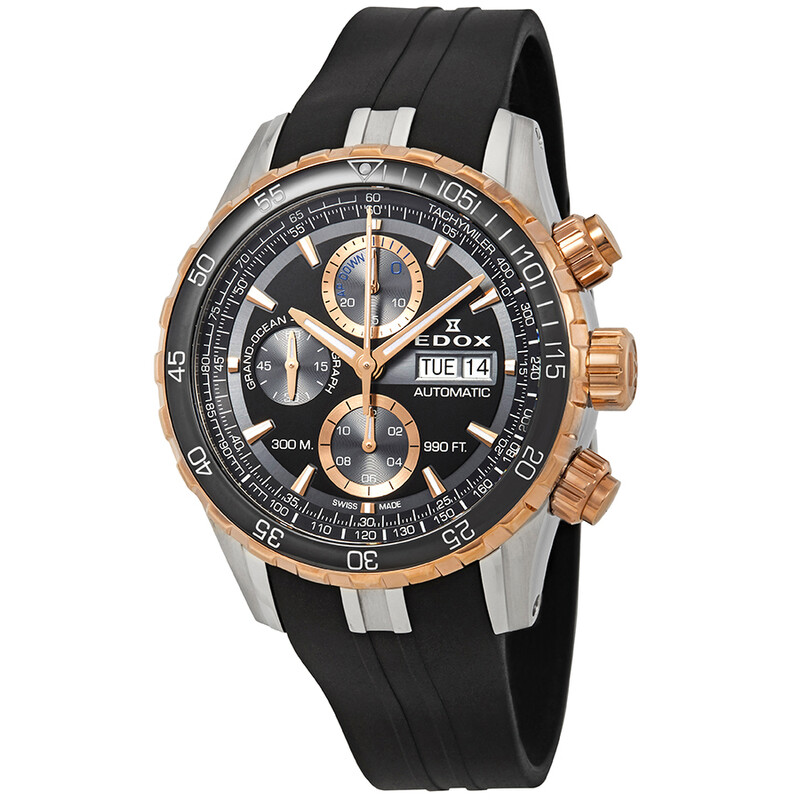 Edox Grand Ocean Chronograph Automatic Black Dial Men's Watch