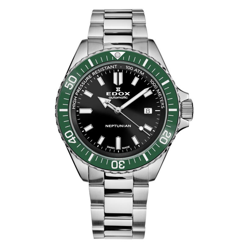 Edox Neptunian Automatic Black Dial Men's Watch 80120 3VM NIN