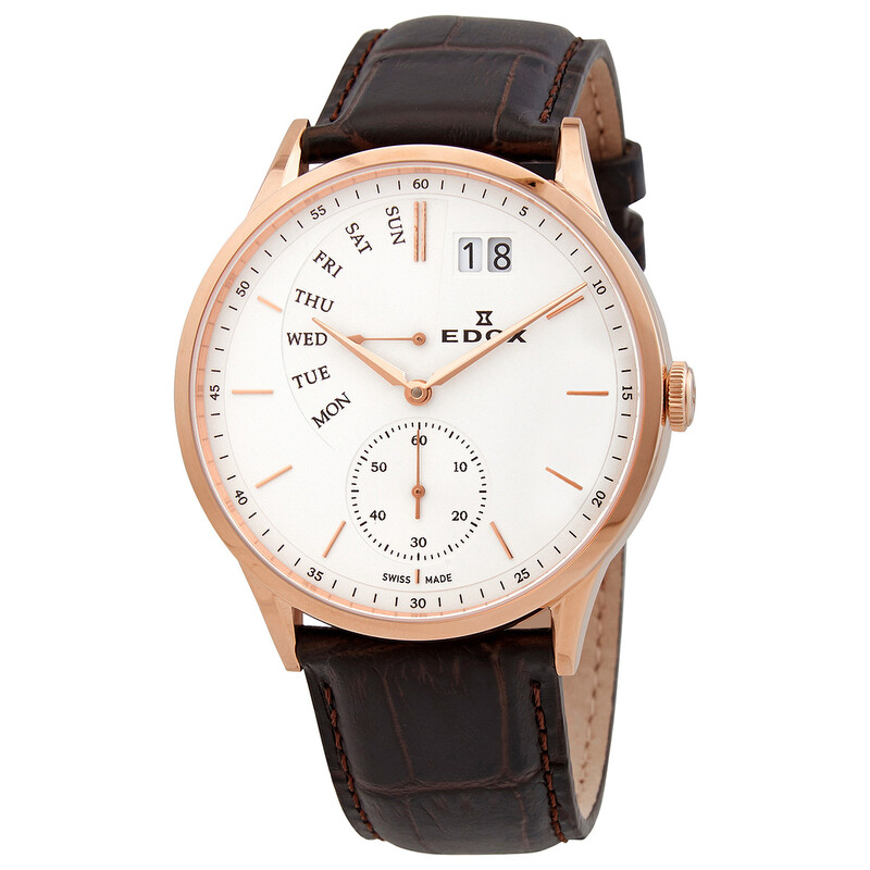 Edox Quartz White Dial Brown Leather Men's Watch 34500 37R AIR ...