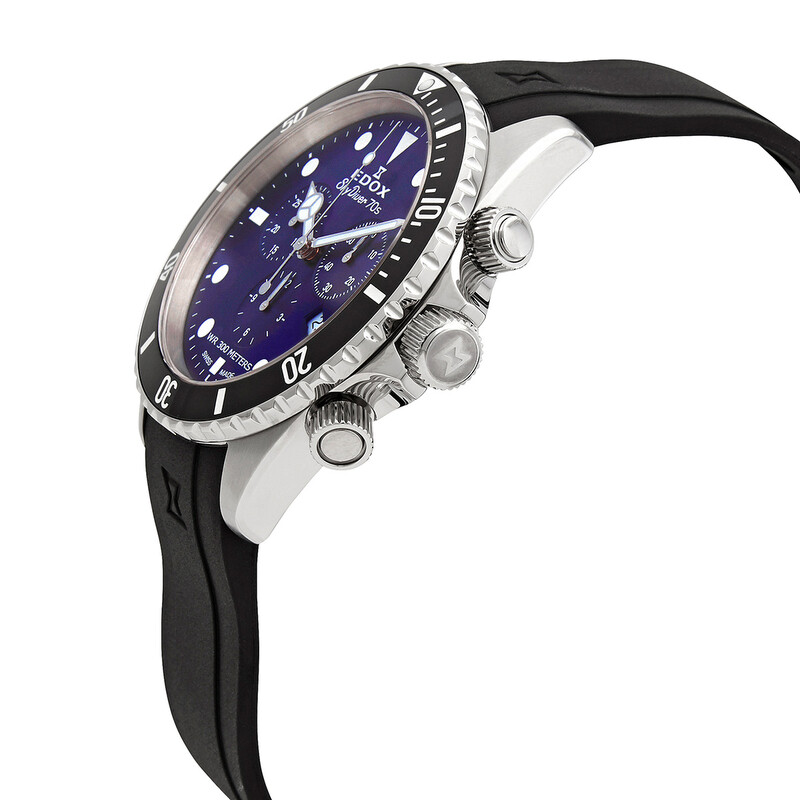 Edox Skydiver 70s Chronograph Quartz Blue Dial Men's Watch 10238