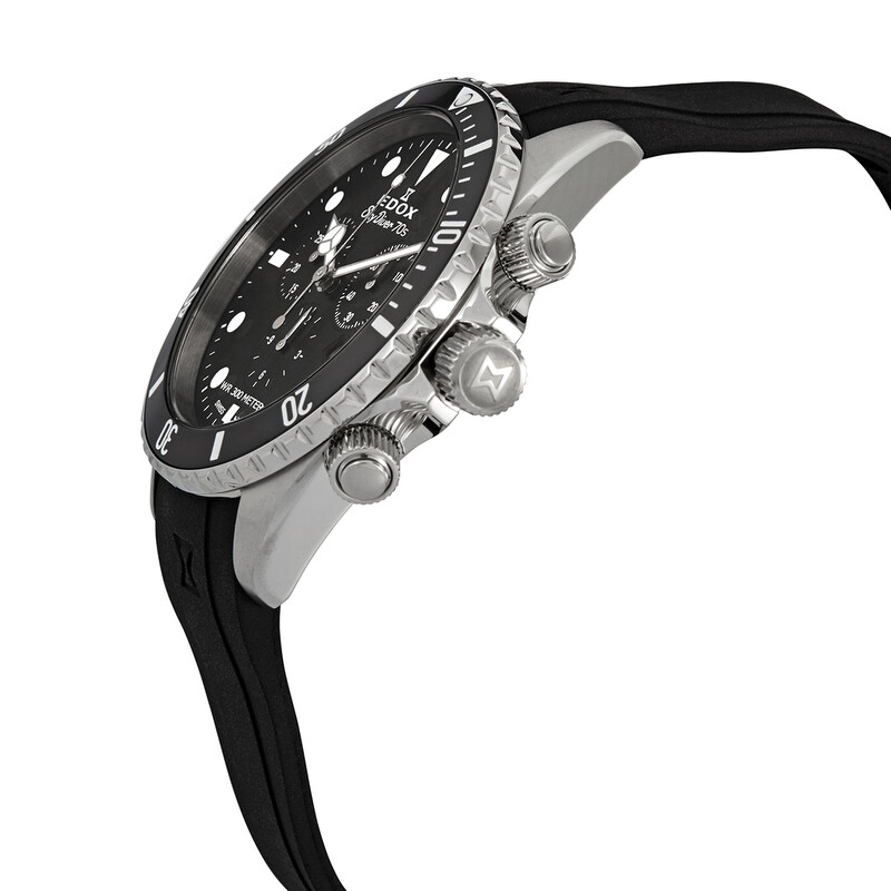 Edox SkyDiver Chronograph Quartz Black Dial Men's Watch 10238 3NCA