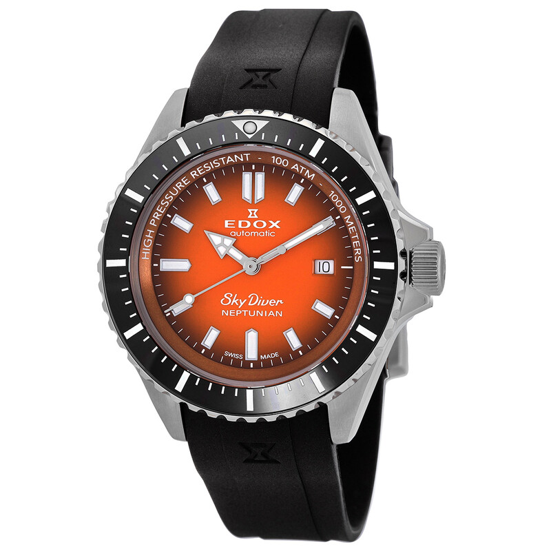 Edox Skydiver Neptunian Automatic Orange Dial Men's Watch 80120