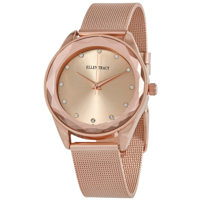 Ellen Tracy Quartz Rose Gold Dial Ladies Watch