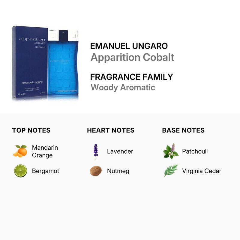 Emanuel Ungaro Men's Apparition Cobalt EDT Spray 3.0 oz Fragrances 8034097950315