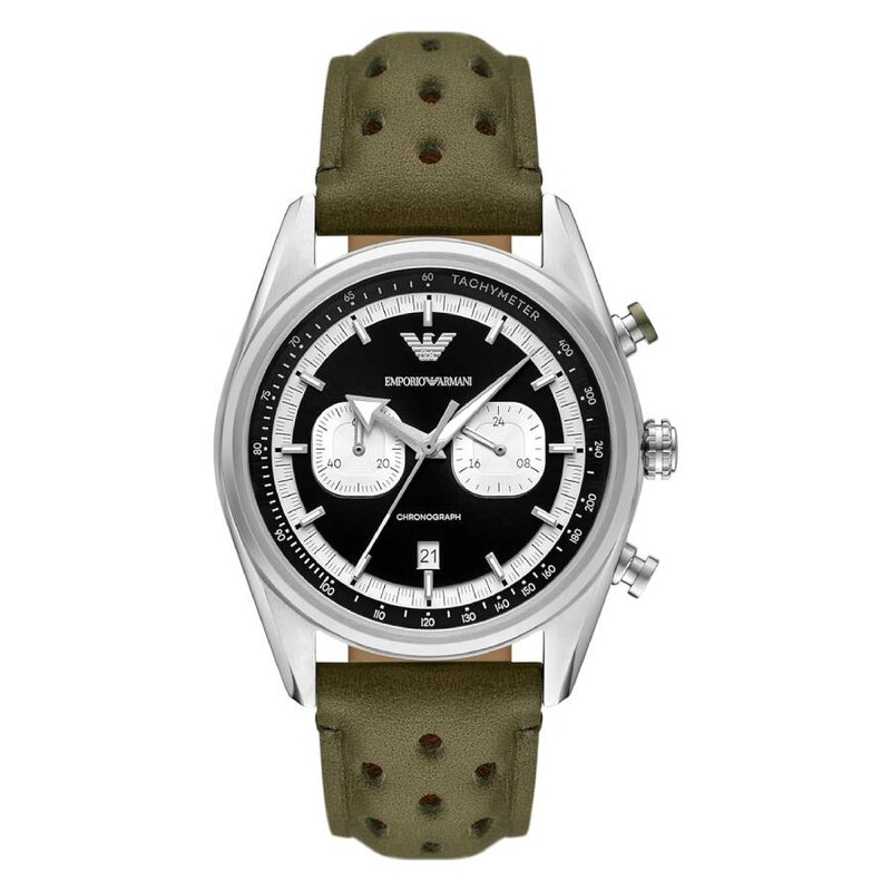 90s EMPORIO ARMANI アーカイブ バルマカーンコート イタリア製 Emporio Armani Chronograph Quartz Black Dial Men's Watch AR11709