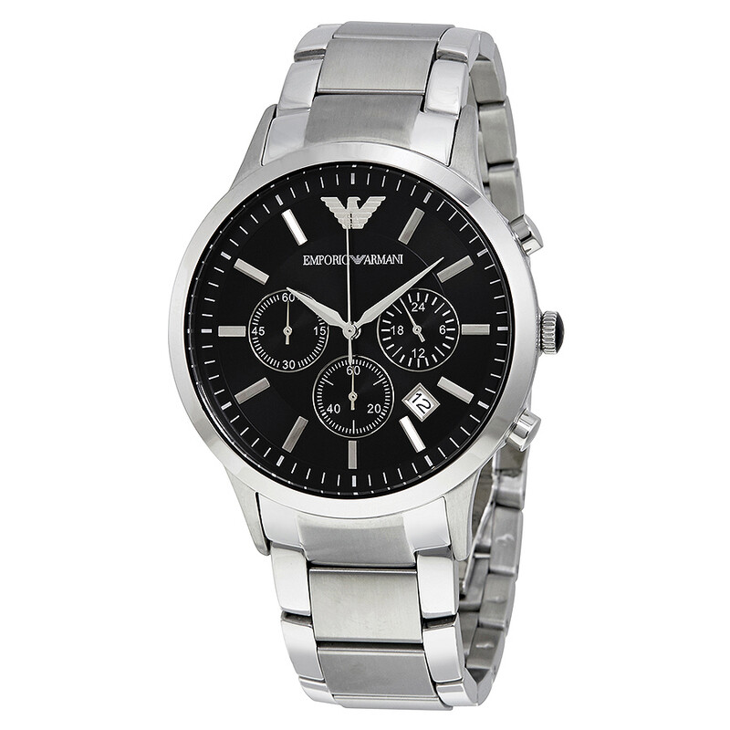Emporio Armani Classic Chronograph Black Dial Steel Men's Watch