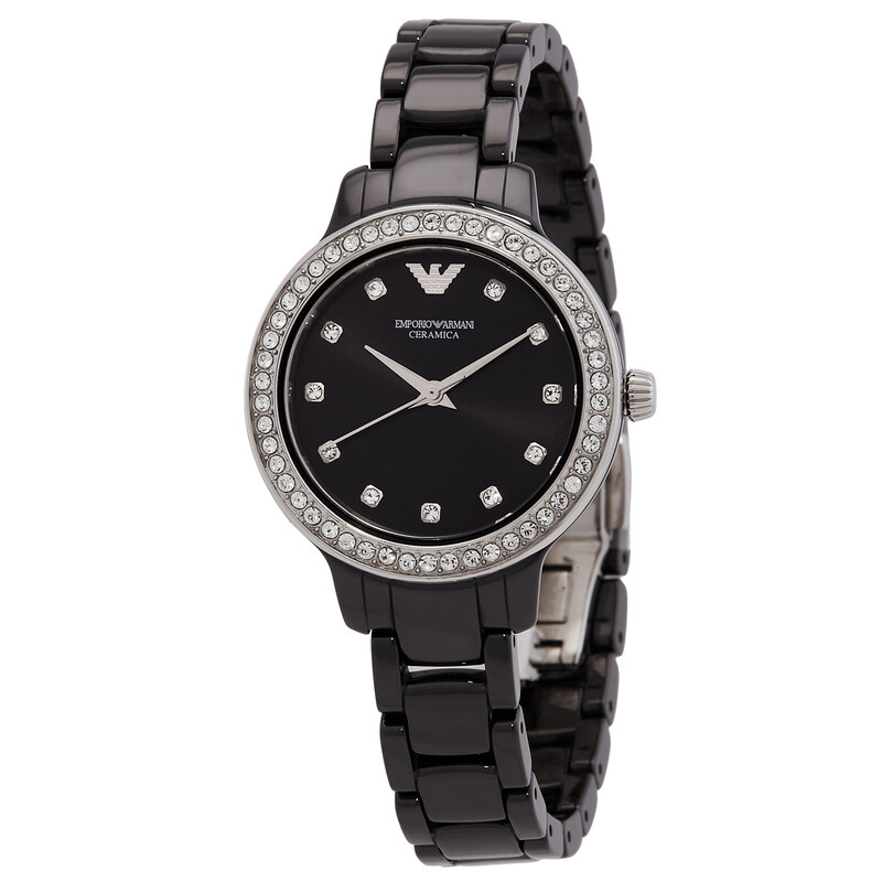 Emporio‎ Armani Cleo Quartz Crystal Black Dial Ladies Watch AR70008 Emporio Armani Cleo Women Black Ceramic Watch AR70008 – Just  main image 4