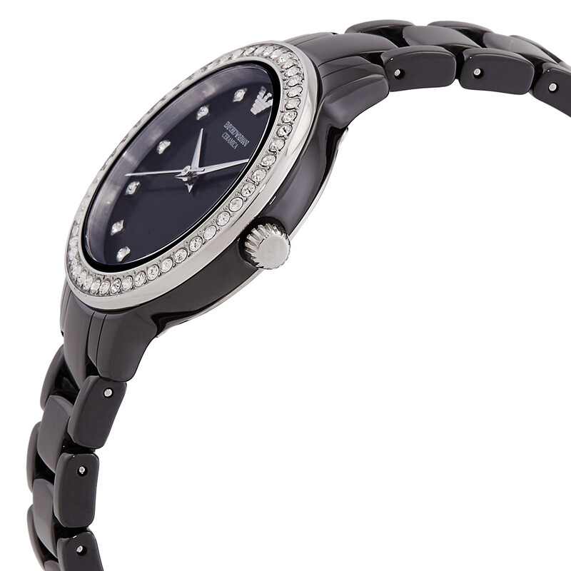 Emporio Armani Cleo Quartz Crystal Black Dial Ladies Watch  display picture 1