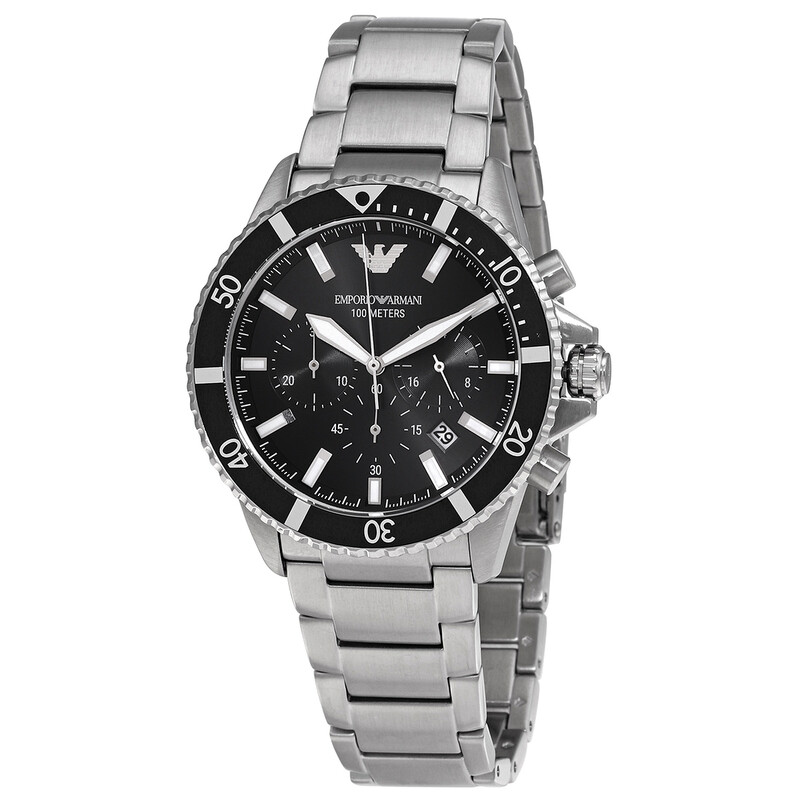 Emporio Armani Diver Chronograph Quartz Black Dial Men's Watch