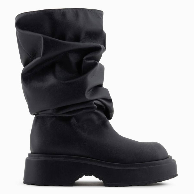 EMPORIO ARMANI SHOES BOOTS エンポリオアルマーニ Emporio Armani Draped Chunky Boots, Brand Size 7 ( US Size 8