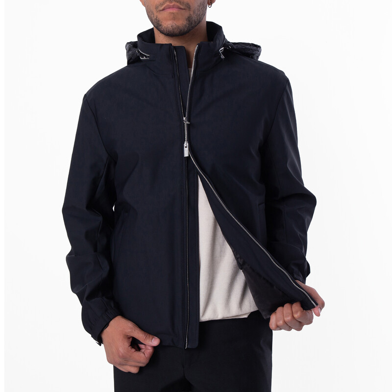 Emporio Armani Essentials Full-Zip Nylon Jacket with Stowaway Hood