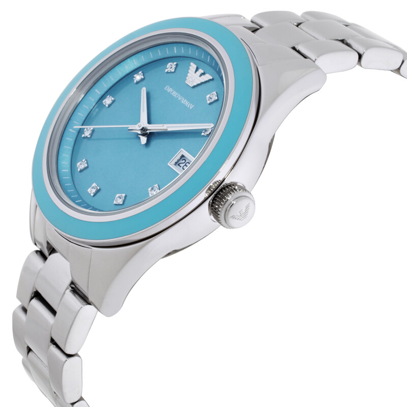 Emporio Armani Leo Quartz Crystal Blue Dial Ladies Watch AR11545