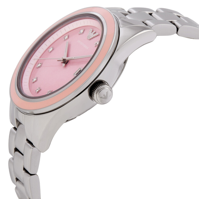 Emporio Armani Quartz Crystal Pink Dial Ladies Watch AR11546