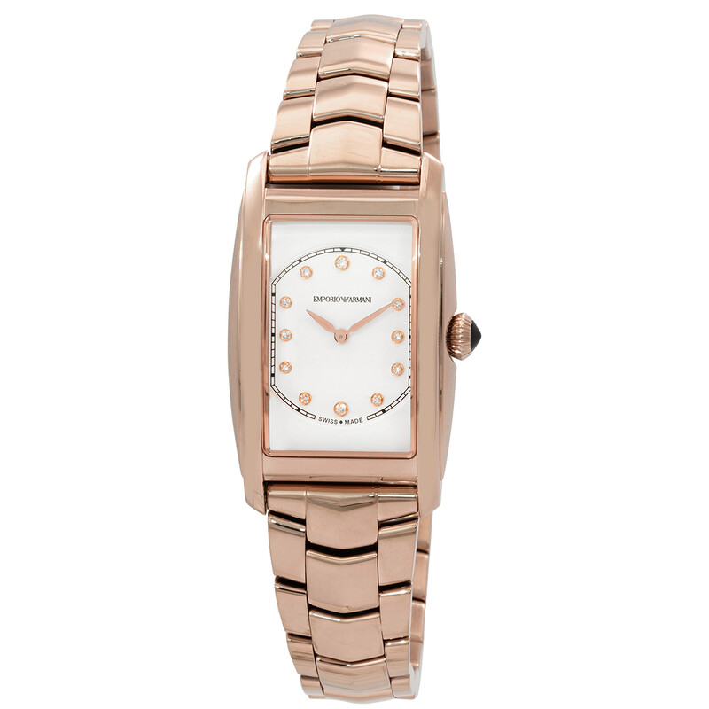 Emporio Armani Swiss Made Quartz Diamond White Dial Ladies Watch