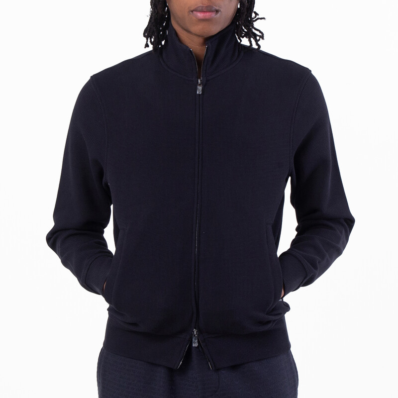 Emporio Armani Waffle Jersey Full-Zip Sweatshirt, Size Small