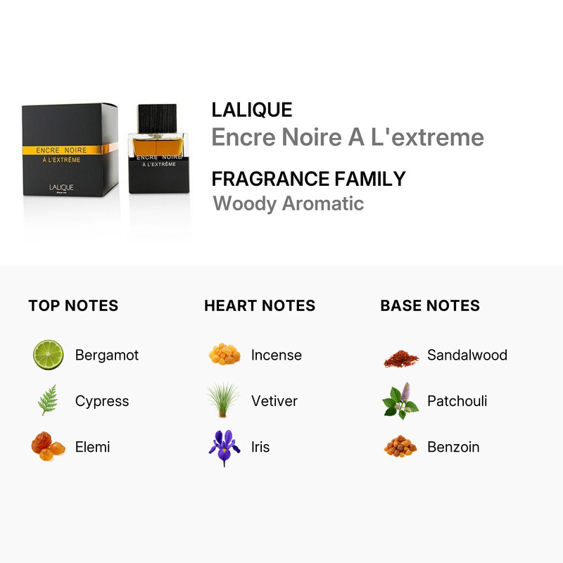 Lalique Encre Noire A Lextreme / Lalique EDP Spray 3.3 oz (100 ml) (m) 7640111502791 - Fragrances, Encre Noire A L'Extreme - Jomashop