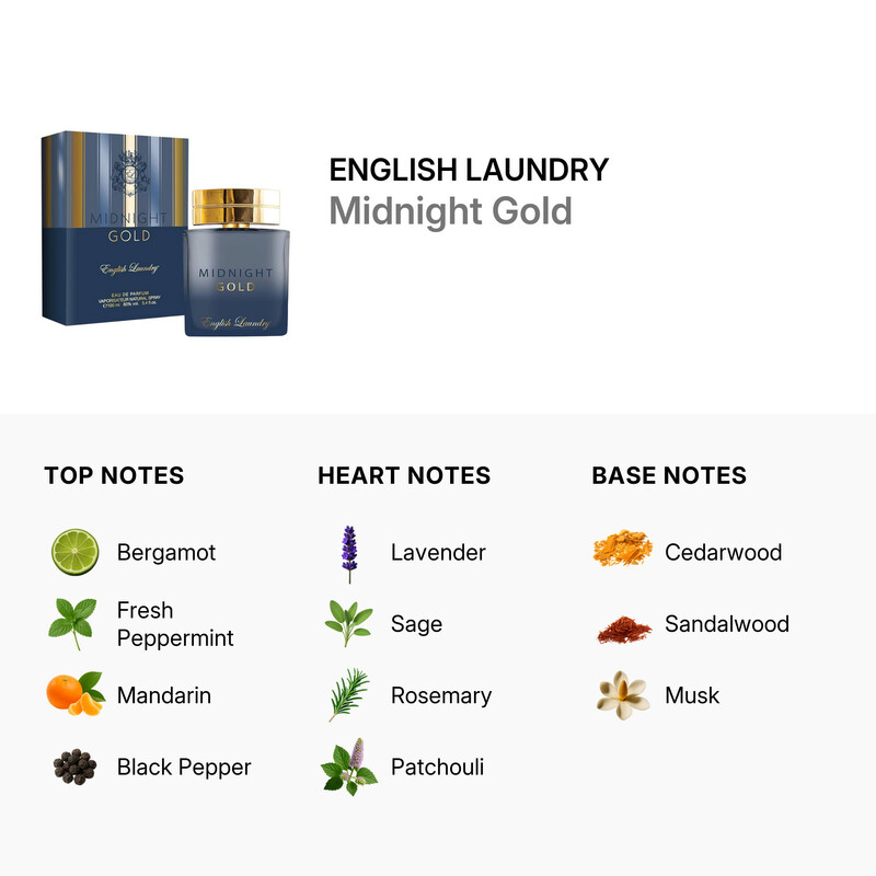 English Laundry Men's Midnight Gold EDP Spray 3.4 oz Fragrances