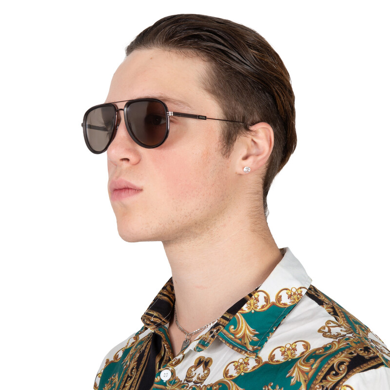 Zegna Ermenegildo Zegna Brown Mirror Pilot Men's Sunglasses EZ0218