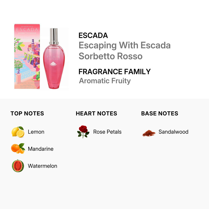 Escada Ladies Escaping With Escada Sorbetto Rosso EDT Spray 3.3 oz