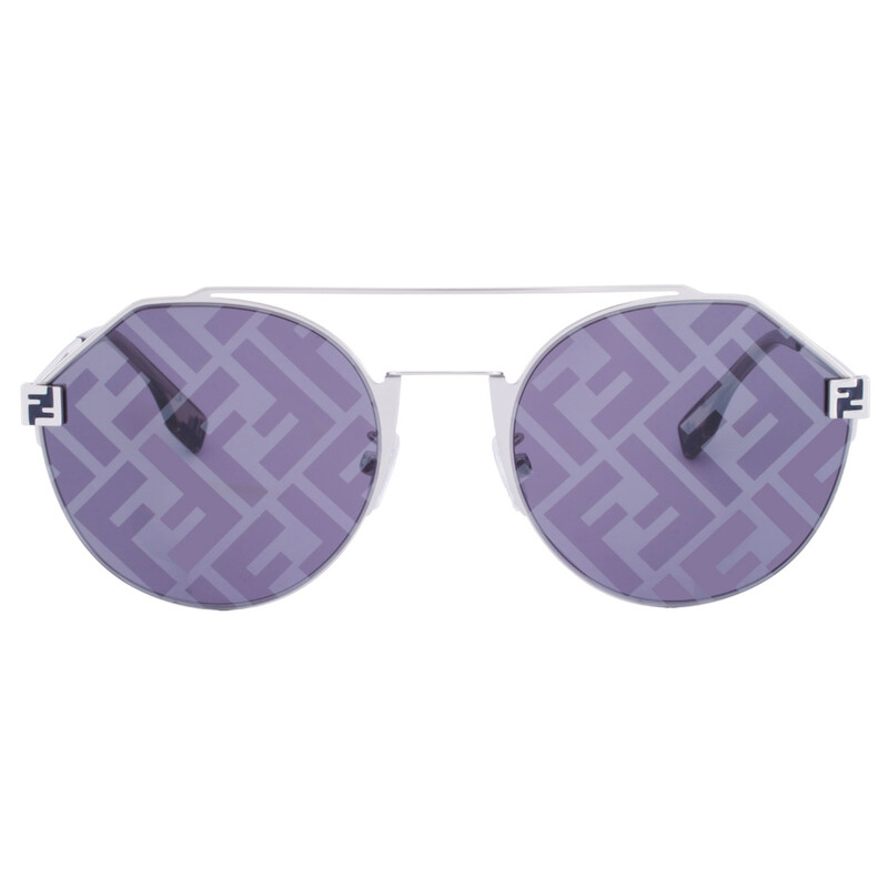 Fendi Blue FF Pattern Mirror Irregular Men's Sunglasses FE40060U
