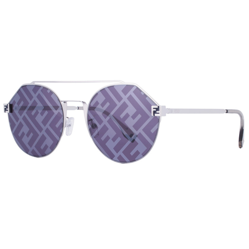 Fendi Blue FF Pattern Mirror Irregular Men's Sunglasses FE40060U