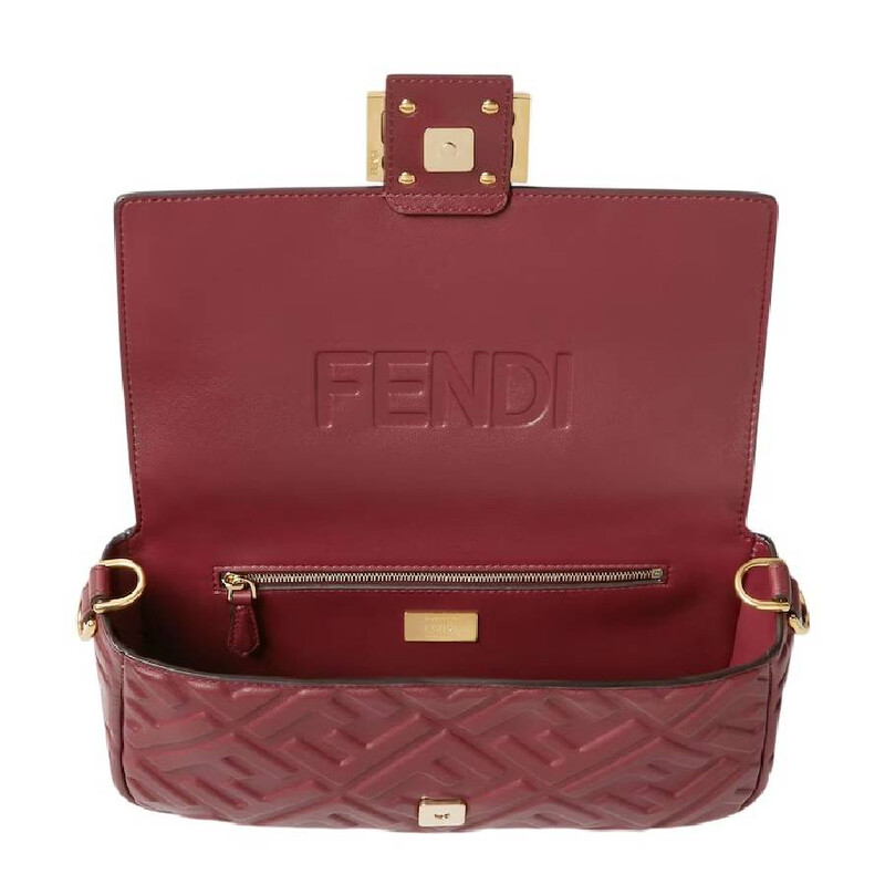 Fendi Embossed Ff Motif Medium Baguette Shoulder Bag