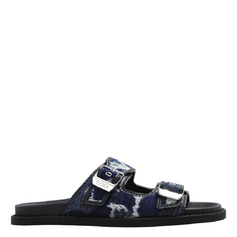 Fendi Engraved Logo Denim Slides, Brand Size 10 (US Size 11  display picture 2