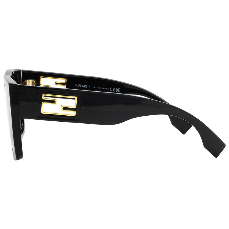 Fendi Sunglasses FE40124i 01B 54 21 145 Black with Gold Accent Fendi Grey Gradient Browline Ladies Sunglasses FE40124I 01B  main image 3